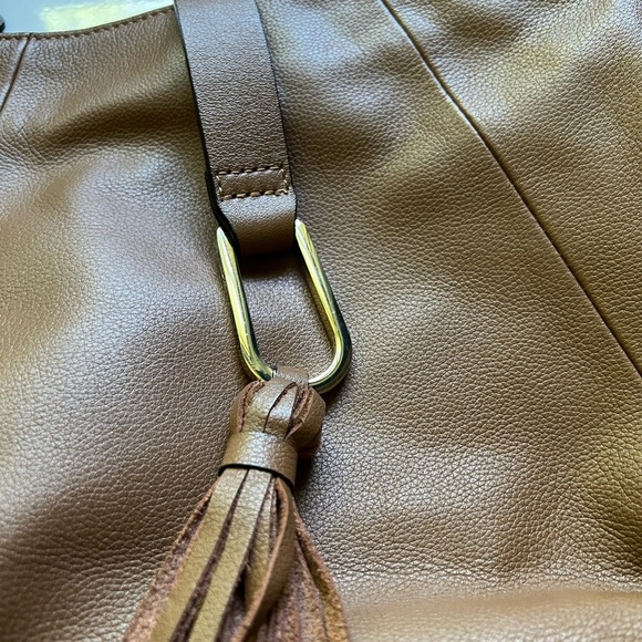 Leather Hobo Shoulder/Crossbody Bag with Tassel Detail - Picture 2 of 8